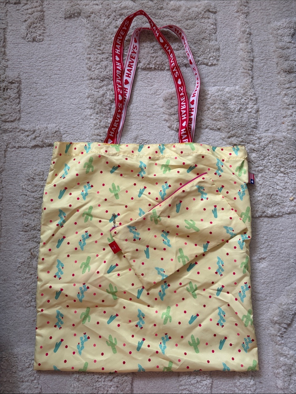 Harveys Yellow Cactus Print shopper Tote and pouch